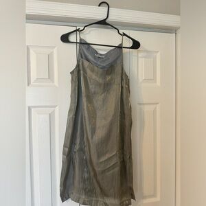 Opening Ceremony Silver Blue Sleeveless Shift Mini Dress